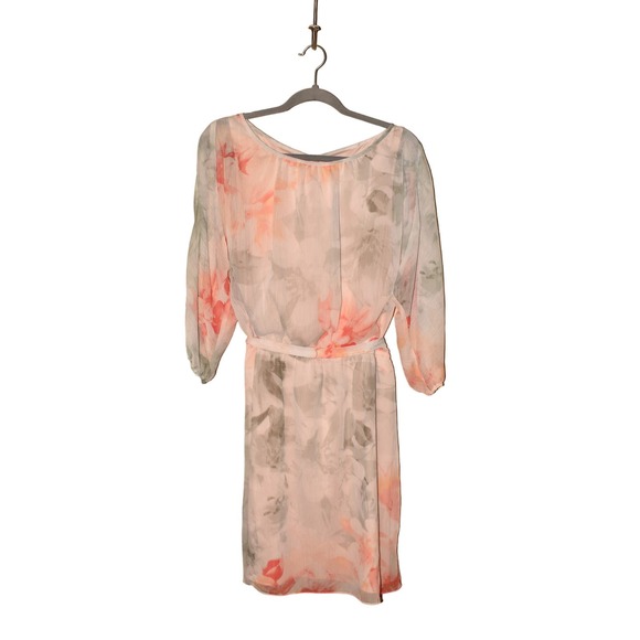 VINCE CAMUTO $128  Slit Dolman Sleeve Tie Waist Floral Dress Size 10 - Picture 1 of 4
